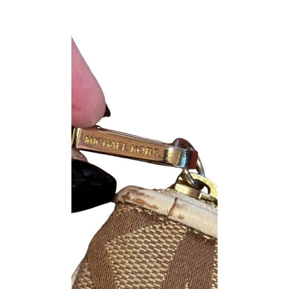 Michael Kors Signature Canvas & Leather Trim Tan Wristlet - Picture 3 of 7